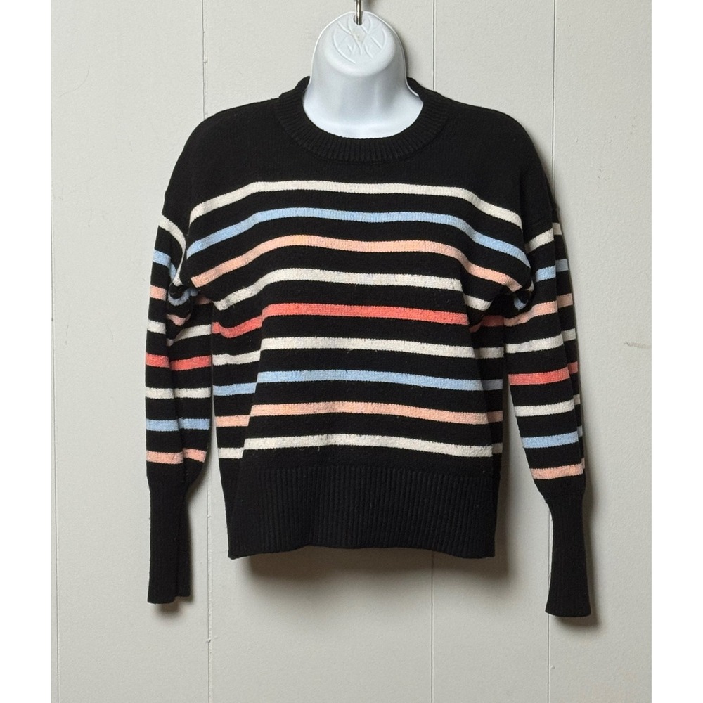 Philosophy Republic Clothing Striped Crewneck Sweater Black Multi Color Sz Small